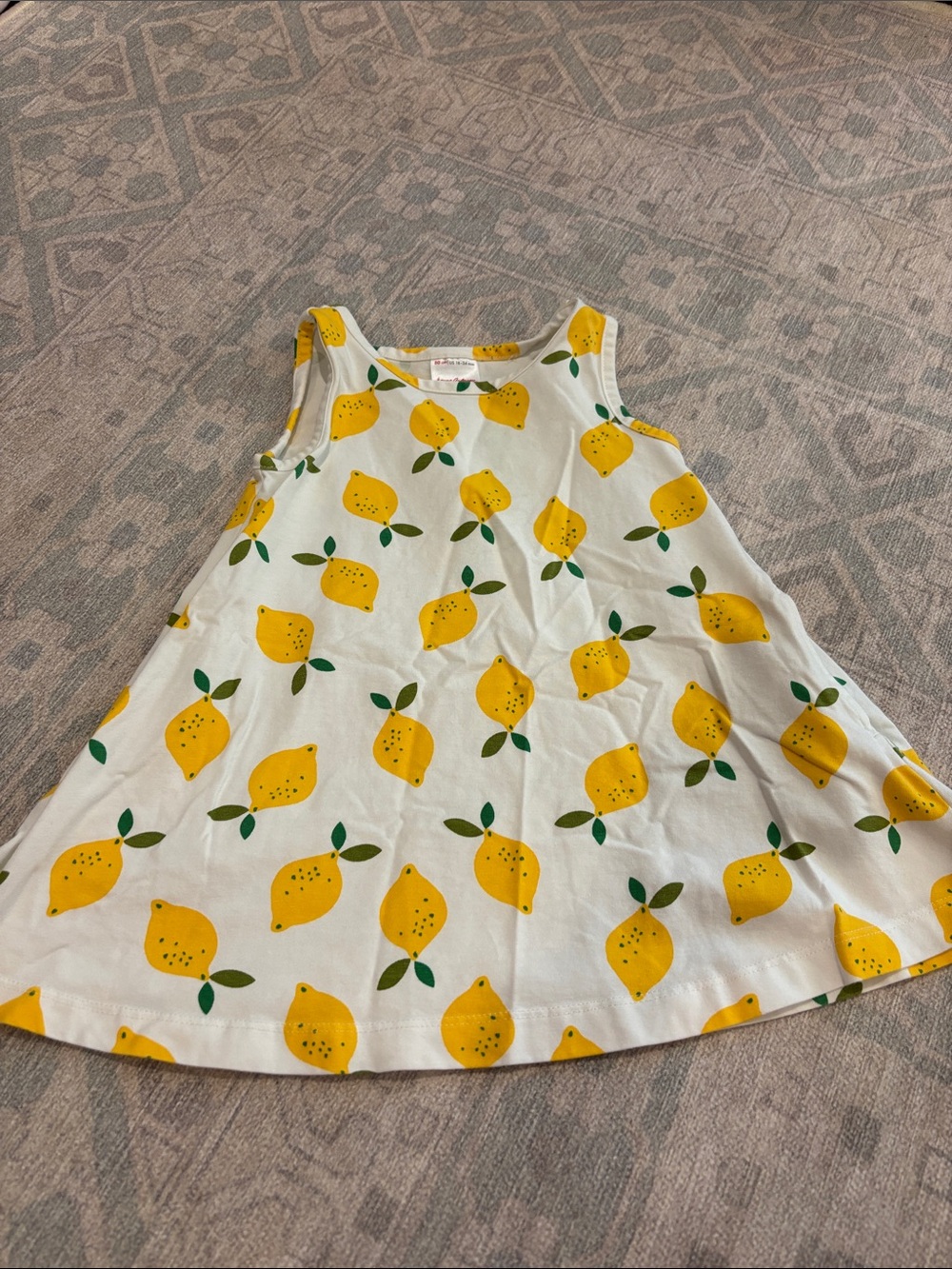 Hanna Andersson White Dress with Yellow Lemon Print